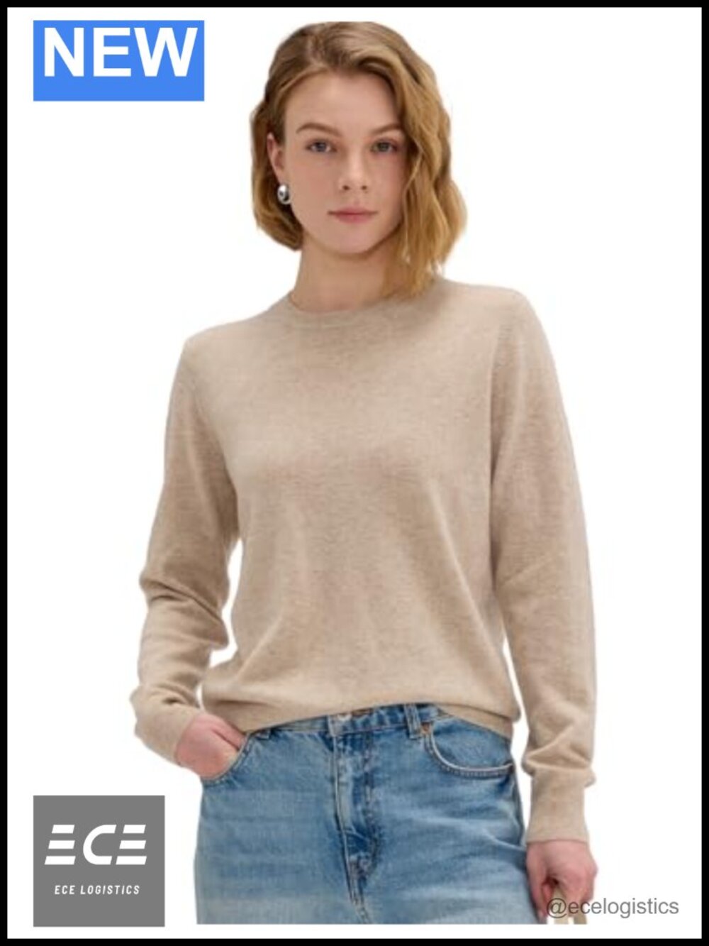 Pure Cashmere Crew Neck Pullover Sweater Women's Lightweight Knit